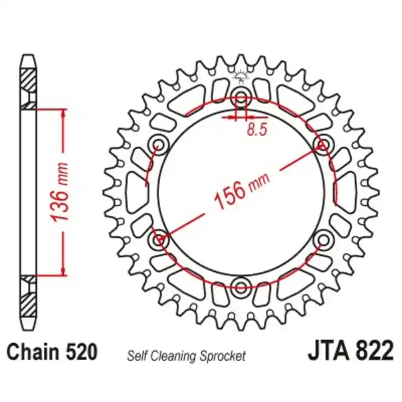 Couronne JT SPROCKETS aluminium ultra-light anti-boue 822 – 520 Acheter En Ligne