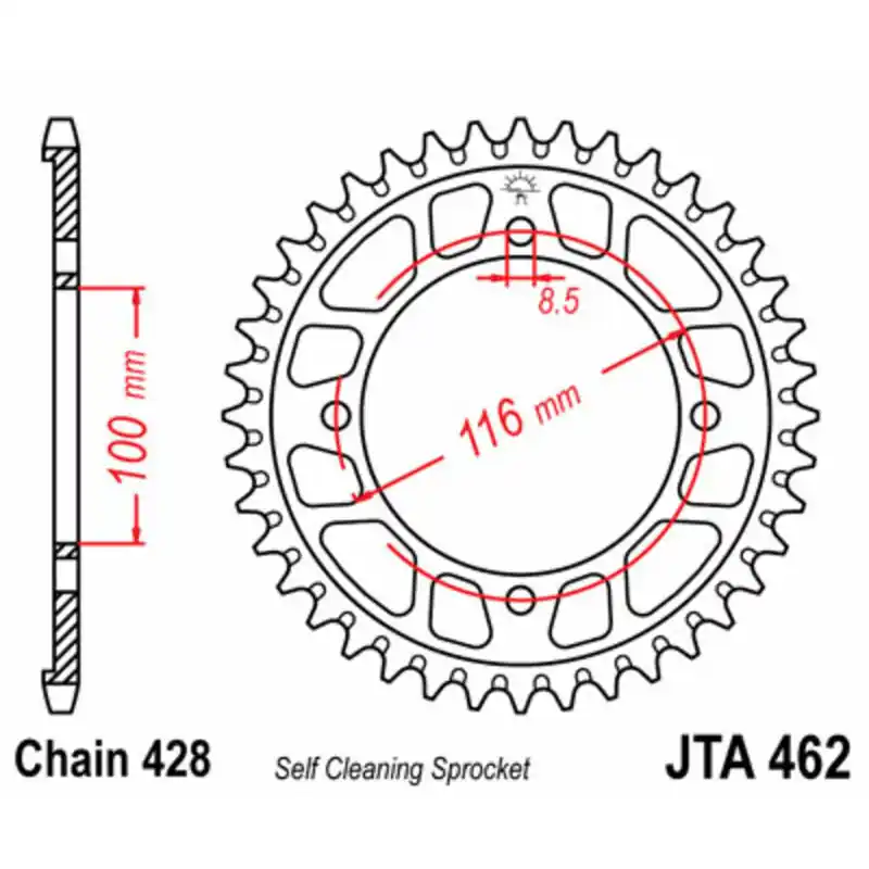 Dernier Modèle Couronne JT SPROCKETS aluminium noir Ultra-Light anti-boue 462 – 428