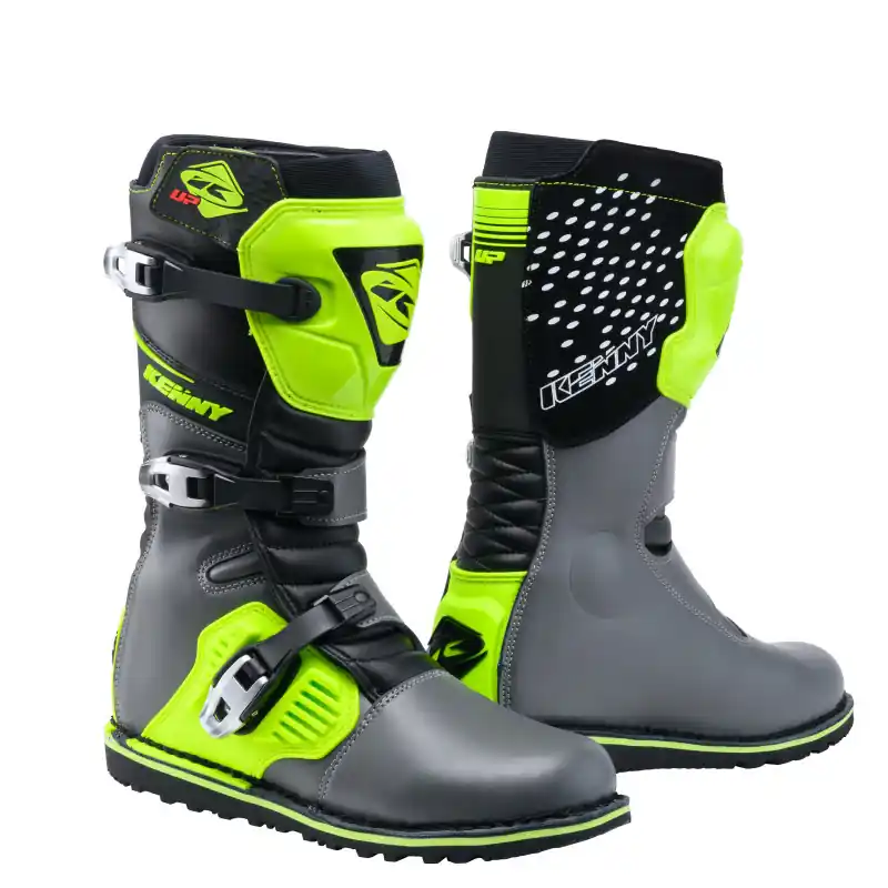 Bottes Cross KENNY TRIAL UP Noir Gris Jaune Fluo Pas Cher