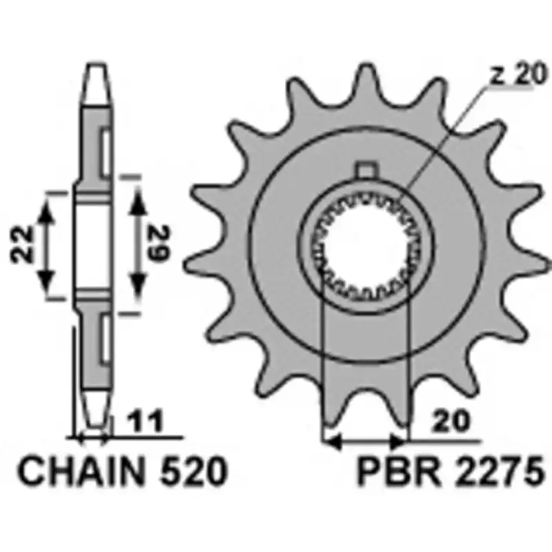 Pignon PBR acier standard 2275 – 520 Certifié
