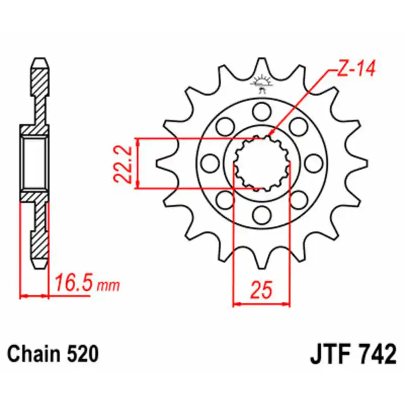 Pignon JT SPROCKETS acier standard 742 – 520 Meilleur Choix