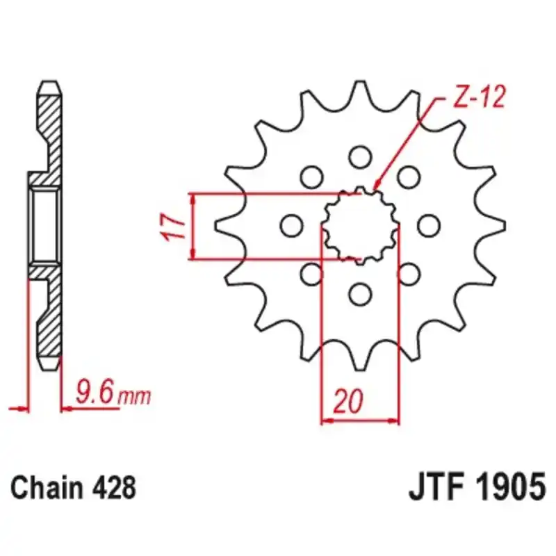 Pignon JT SPROCKETS acier standard 1905 – 428 Paiement Sécurisé