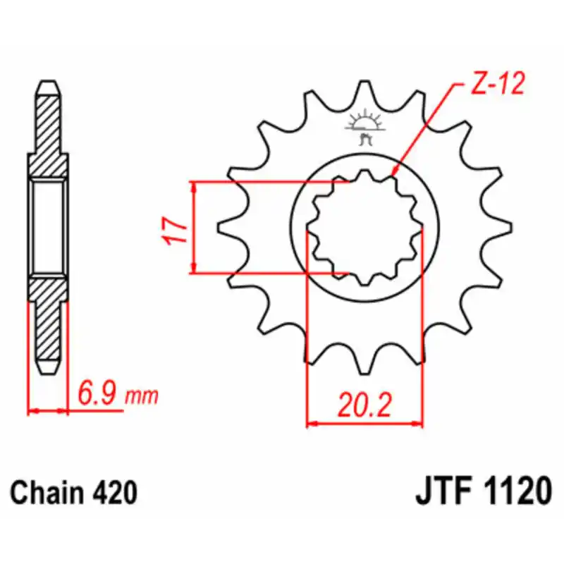 Pignon JT SPROCKETS acier standard 1120 – 420 Marque