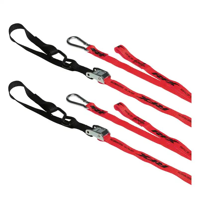 Sangles d'arrimage RFX série 1.0 Race (Rouge/Noir) avec boucle supplémentaire et clip mousqueton Offre Du Jour