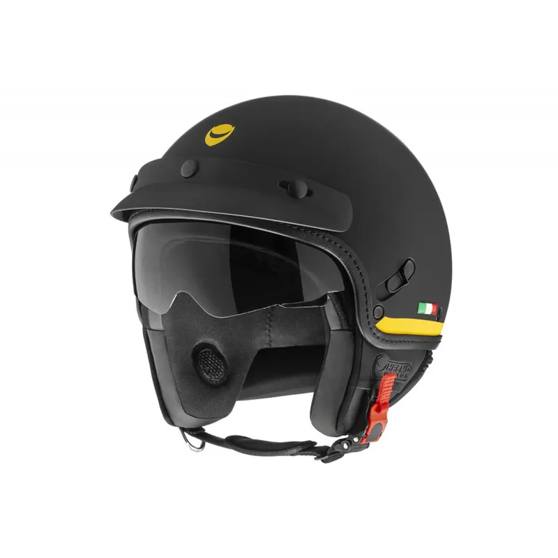 Helmo Milano casque jet, FuoriPorta, noir mat, jaune XS Pas Cher