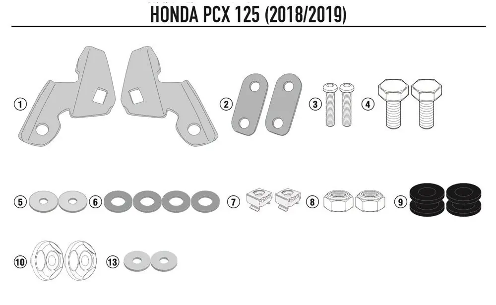 Kit de montage pour pare-brise 1163DTG pour Honda PCX 125 (année 18-) Givi Meilleure Vente