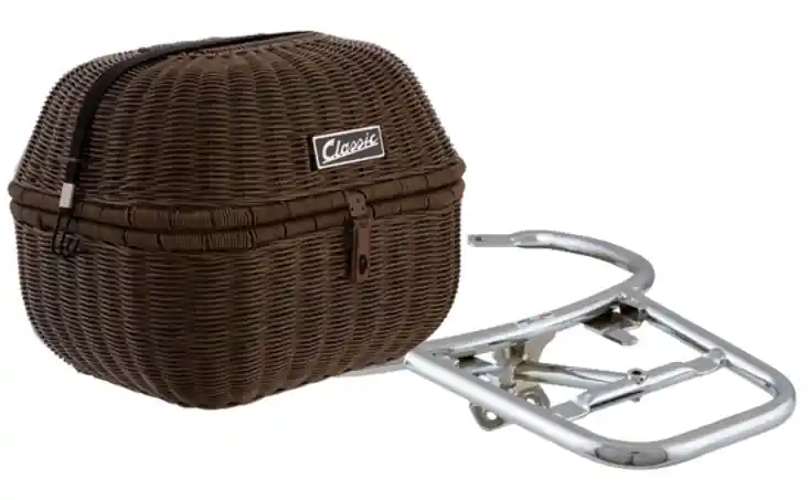 Commander Vite Gepäckkorb Classic mit Gepäckbrücke für Vespa Primavera/​Sprint 50-150ccm, dunkelbraun