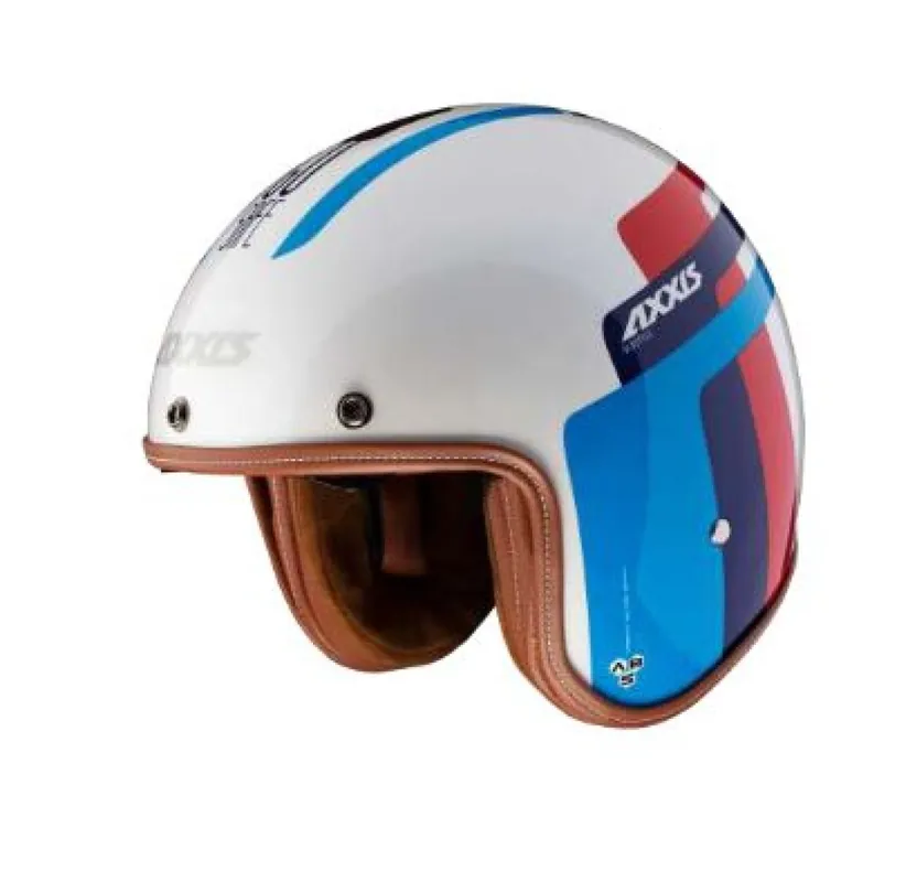 Authentique Casque jet Axxis, Hornet SV Oldstyle, bleu brillant XS