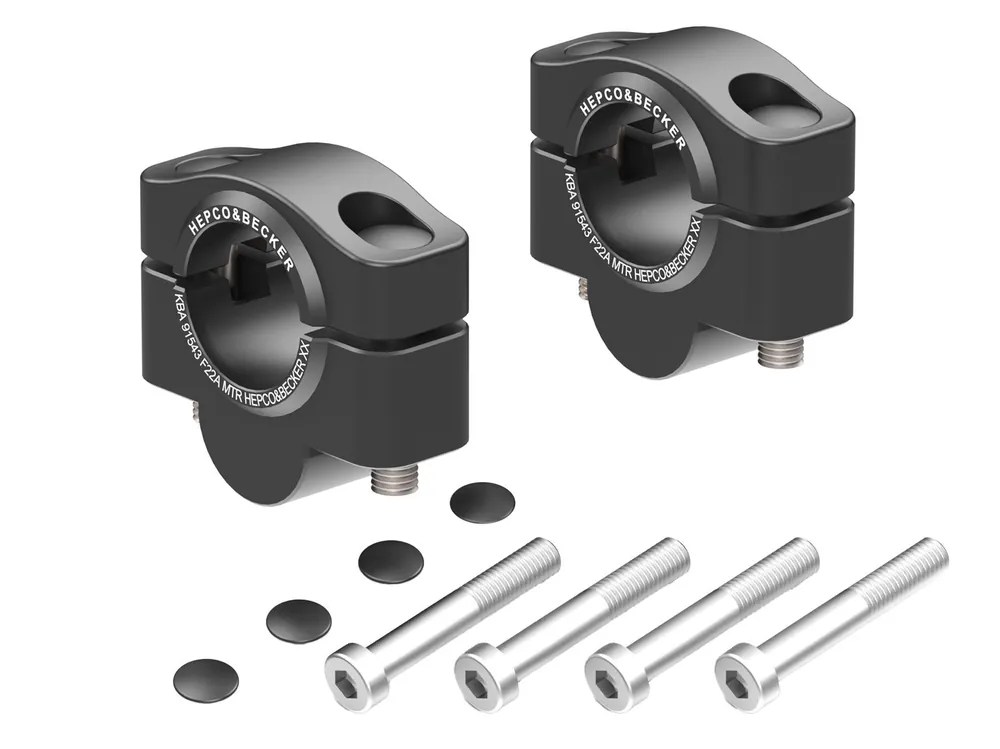 Usine Directe Augmentation du guidon argent H=20 mm pour BMW F 800 R (09-14) Hepco & Becker Noir