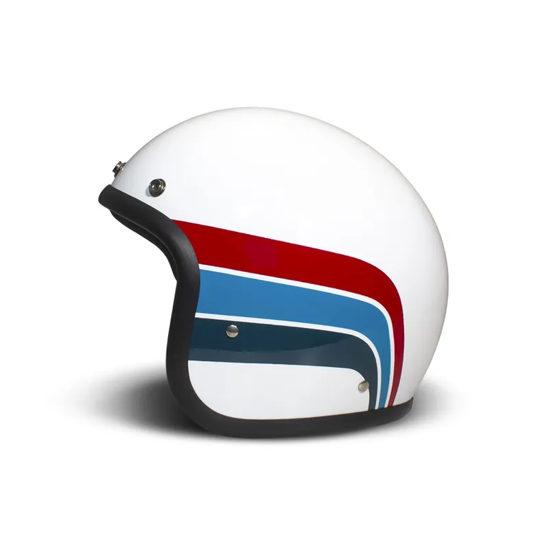 Offre Limitée DMD casque jet rétro, blanc, brillant, Artemis, fibre de verre, ECE 22.06 XS