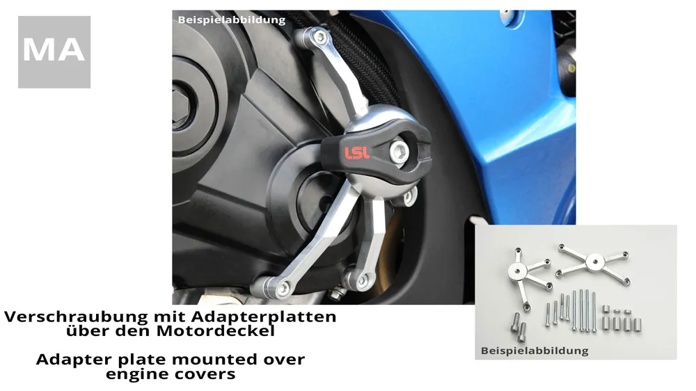 LSL Crash Pad Befestigungskit für Honda CBR500R / CB500F, 2013 -, mit Adapterplatten Promotion Saisonnière