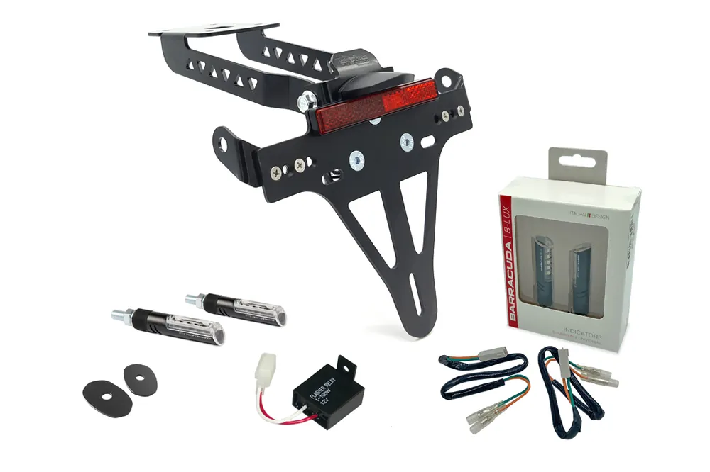 Super Prix alpha Technik Kennzeichenhalter-Blinker-Kit IDEA (vorne + hinten) für Kawasaki Z650 und Ninja 650 Ty