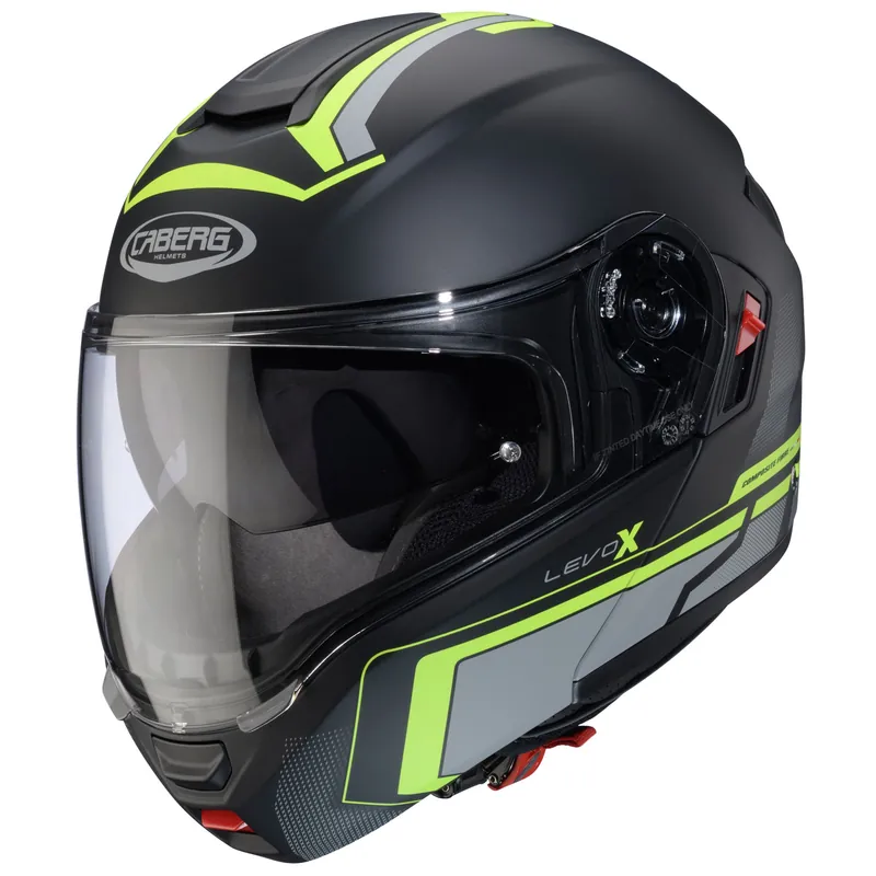 Marque Caberg casque Levo X Elite noir mat/anthracite-fluo-jaune XS
