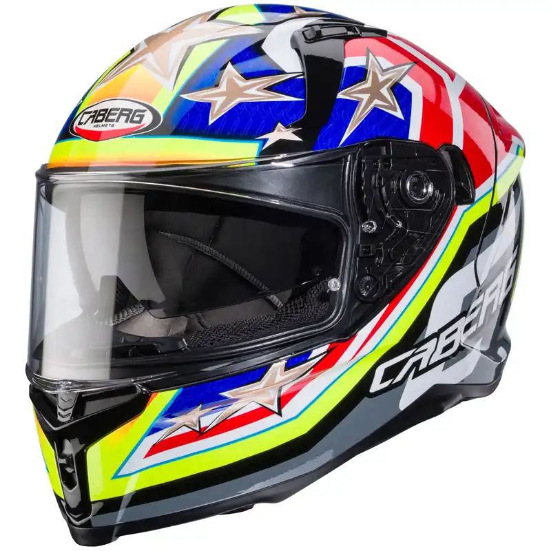 Certifié Caberg casque Avalon X Track noir/fluo-jaune-rouge-bleu XS