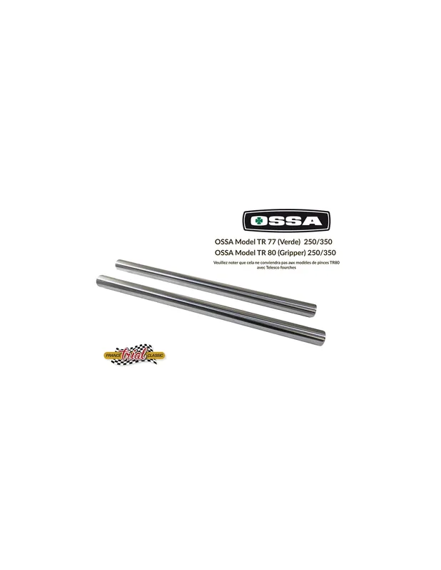 Expédié Aujourd&rsquo;hui OSSA 250 & 350 MAR (TR 77 Verde, TR 80 Gold & Abricot) paire de tubes de fourche